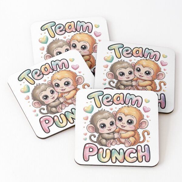 Item preview, Team Punch – Kawaii Grey & Golden Baby Monkey Duo Tee designed and sold by DarylWelsh2024.