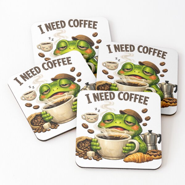 Item preview, Morning coffee for a sleepy frog designed and sold by  ZenRave Designs.