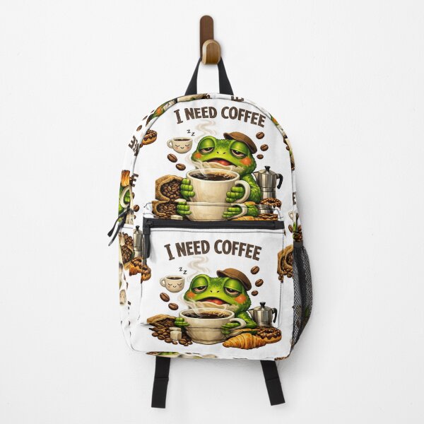Item preview, Morning coffee for a sleepy frog designed and sold by ZenRave Designs.