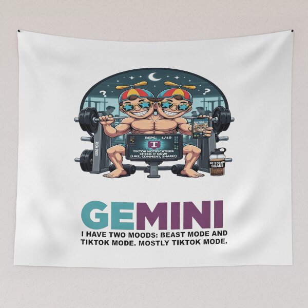 Item preview, Funny Gemini Gym - "TikTok Mode" Conjoined Twins Beast Mode T-shirt designed and sold by ClaussShop.