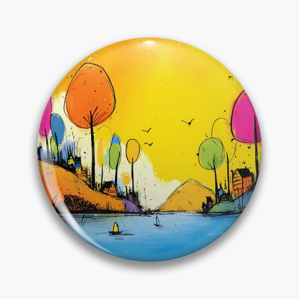 Item preview, Colorful fantasy lake landscape in pop art cartoon style designed and sold by WhimsyArt ○ byGTL.