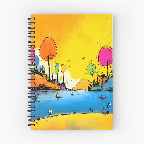 Item preview, Colorful fantasy lake landscape in pop art cartoon style designed and sold by WhimsyArt ○ byGTL.