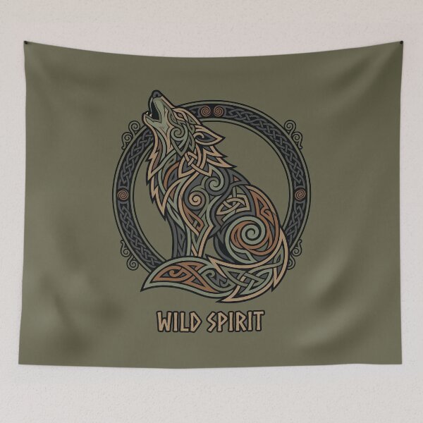 Item preview, Howling Celtic Wolf, Wild Spirit, Norse Mythology designed and sold by SolaoLab.