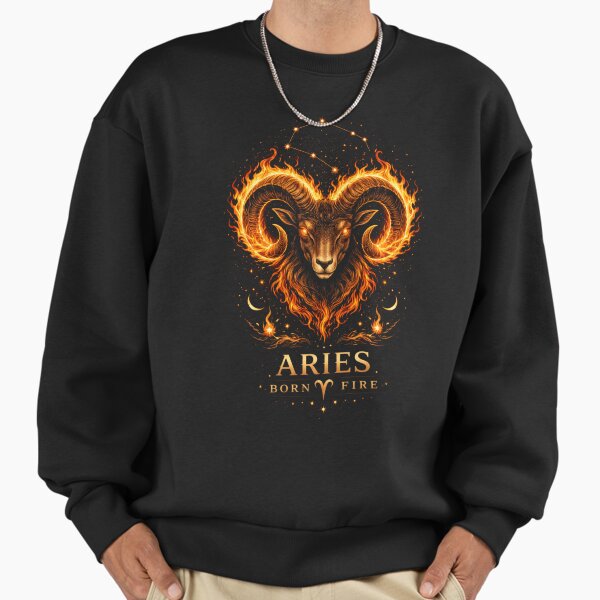 Aries Born of Fire Zodiac Ram Premium Oversized Sweatshirt