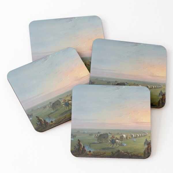 Item preview, Western Wagon Train Sunrise Landscape Alfred Jacob Miller designed and sold by TheSoulOfArt.