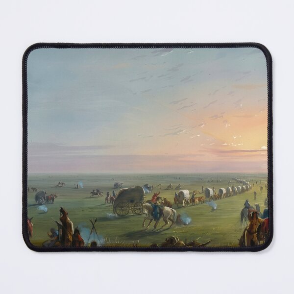 Item preview, Western Wagon Train Sunrise Landscape Alfred Jacob Miller designed and sold by TheSoulOfArt.