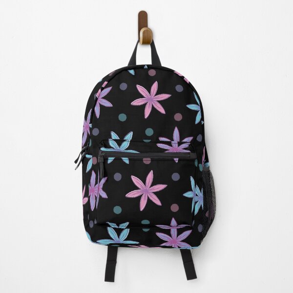 Item preview, Pretty Petal Dark – Colourful Floral Repeat Pattern Print On Black designed and sold by Fabulosa Designs.