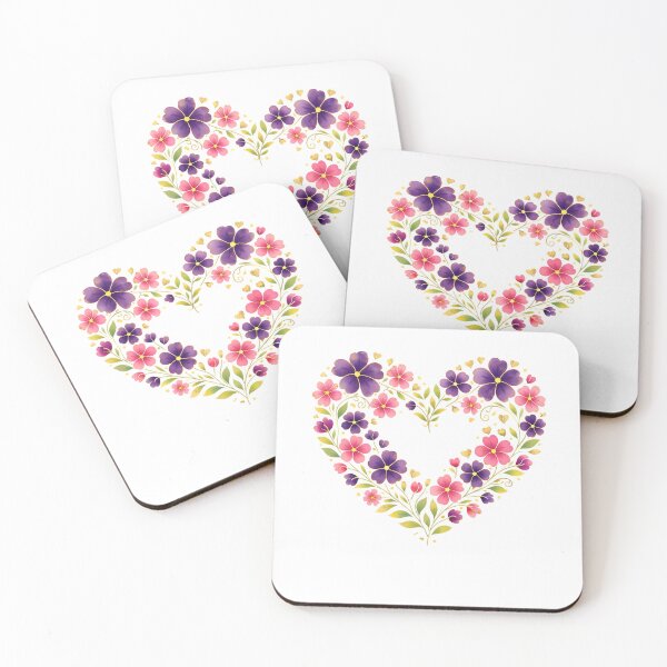 Item preview, Watercolor floral heart sticker – heart silhouette in pink and purple flowers designed and sold by JannaDesign12.