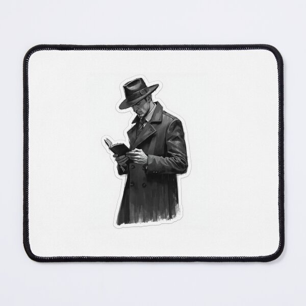 Item preview, Mysterious Reader in Rain – Noir Style Charcoal Art Sticker designed and sold by ClickToSticker.
