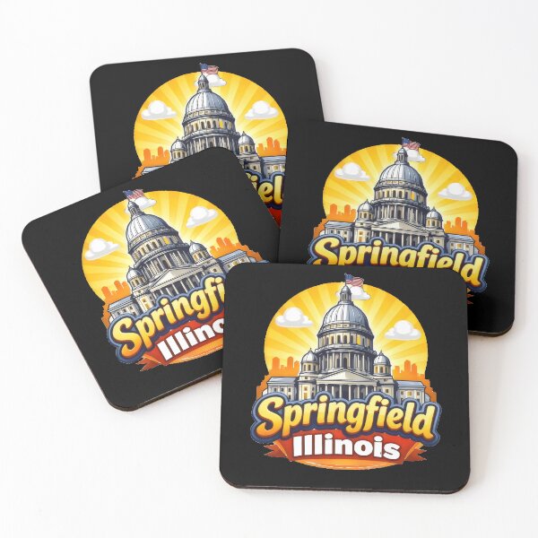 Artikelvorschau, Sonnenuntergang am Kapitol von Springfield, Illinois – Retro-Reisedesign – Lustiges Geschenk entworfen und verkauft von BadhbhLoot.