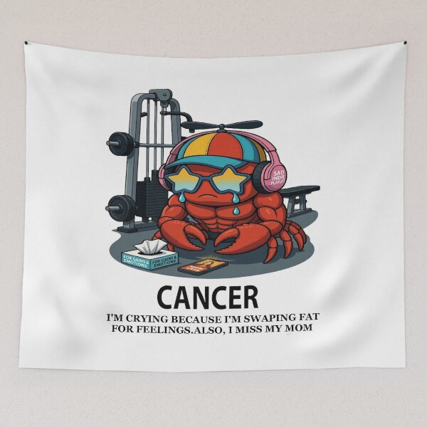 Item preview, Funny Cancer Zodiac Gym - Emotional Lifter Sad Crab T-shirt designed and sold by ClaussShop.