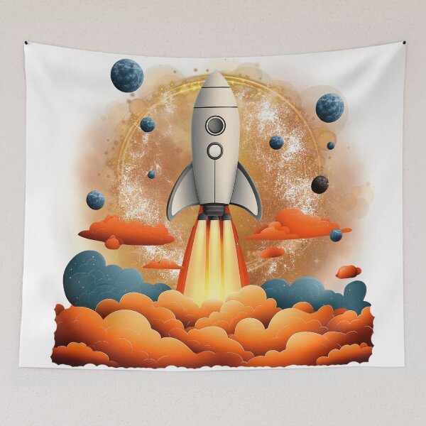 Item preview, Retro Rocket Launch | Space Adventure Illustration designed and sold by ChenEngEng.