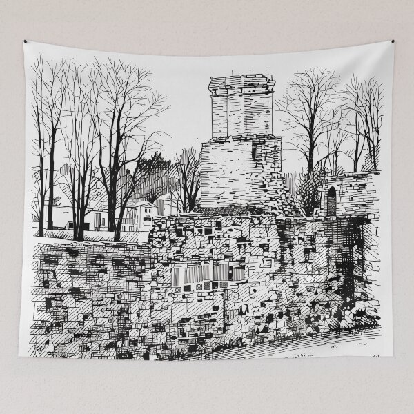 Item preview, Medieval Stone Abbey Ruins With Arched Openings and Textured Walls designed and sold by ivon55.