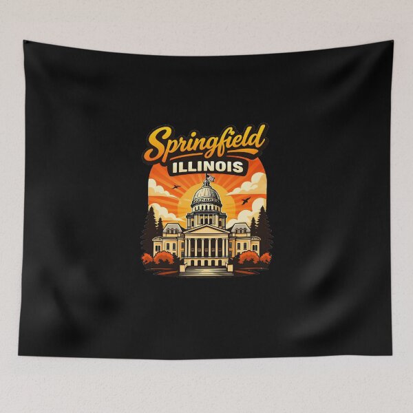 Item preview, Springfield Illinois Capitol Sunset Vintage Skyline Design Funny Gifts designed and sold by BadhbhArt.