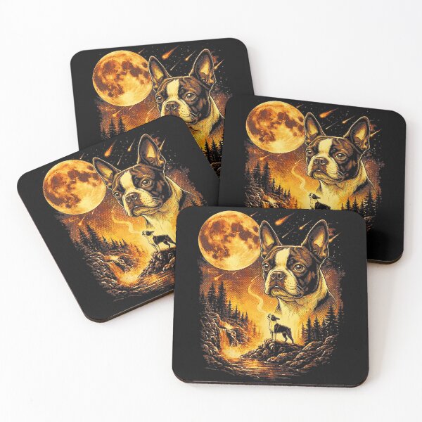 Item preview, Boston Terrier Moon Howling Forest Dog Lover designed and sold by SanTiOmal.
