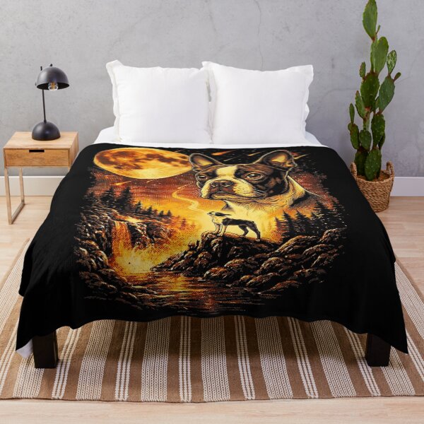Item preview, Boston Terrier Moon Howling Forest Dog Lover designed and sold by SanTiOmal.