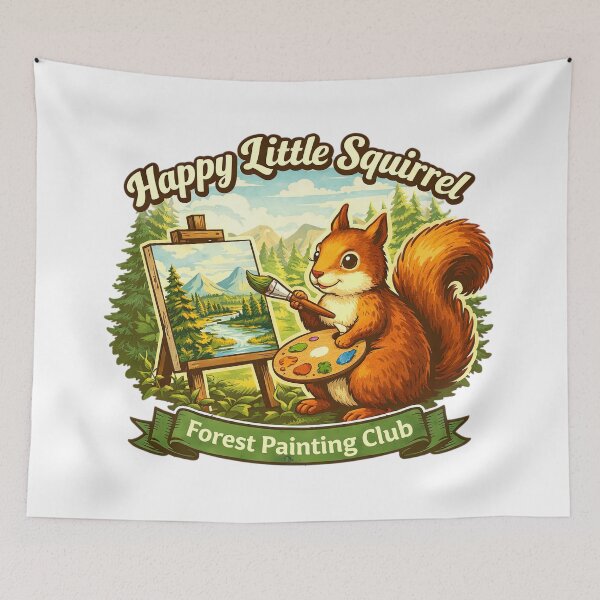 Item preview, Arte de la pequeña ardilla feliz de Bob Ross designed and sold by Retr0Tshirts.