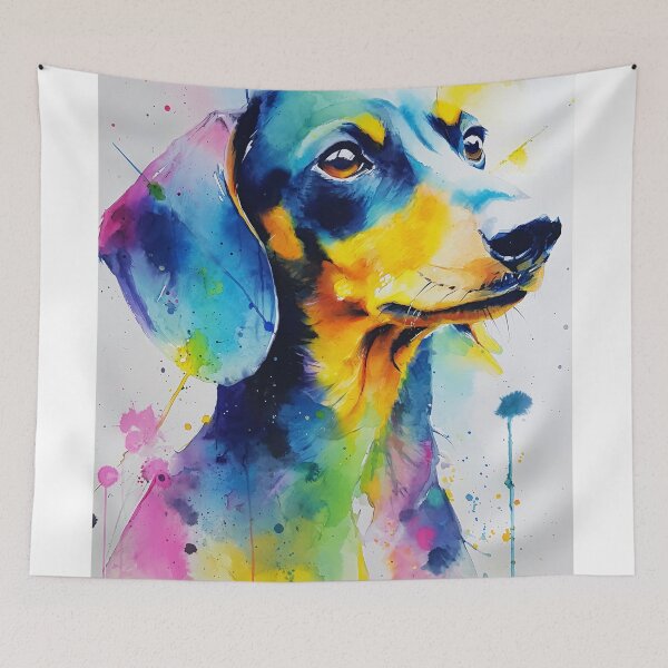 Item preview, Colorful Dachshund watercolor Portrait designed and sold by lautir.