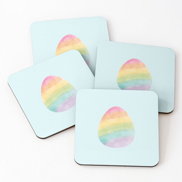 Item preview, Pastel Rainbow Egg – Skewed Watercolor Stripes designed and sold by EmeraldeaArt.