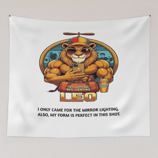 Item preview, Funny Leo Zodiac Gym - "Mirror Lighting" Selfie King Lion T-shirt designed and sold by ClaussShop.