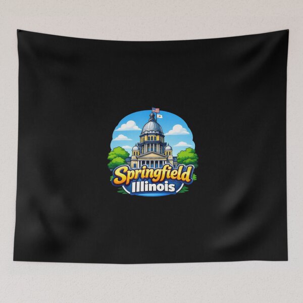 Item preview, Springfield Illinois Capitol Bright Skyline City Pride Design Funny Gift designed and sold by BadhbhArt.