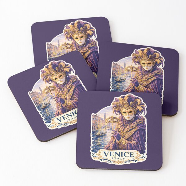 Item preview, Venice, Italy Masked Figure & Canal Illustration designed and sold by Alice Cristalis.