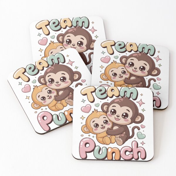 Item preview, Team Punch – Kawaii Large Dark Chocolate Mama Monkey Cradling Tiny Golden Baby Tee designed and sold by DarylWelsh2024.