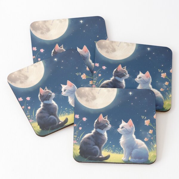 Item preview, Cats in love under the moon illustrattion designed and sold by FilMate.
