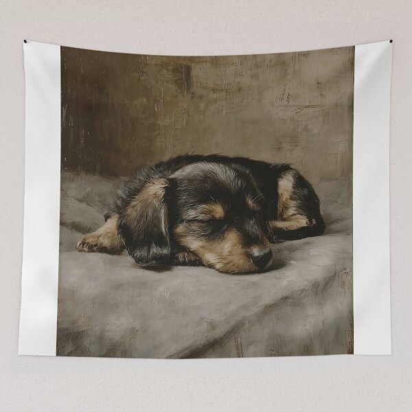 Item preview, Sleeping Dachshund Puppy in Rustic Setting designed and sold by lautir.