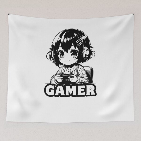 Item preview, Cute Girl Gamer - Black & White Gaming designed and sold by Rasheedaholik.
