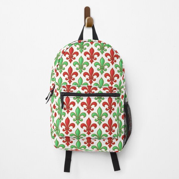 Item preview, Red Green Fleur-de-lis Design On White Background  designed and sold by PatternTitan.