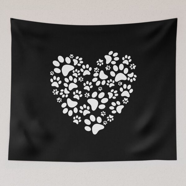 Item preview, Cute Pet Dog Cat Animal Lover Paw Print Heart on Black designed and sold by Artycom.