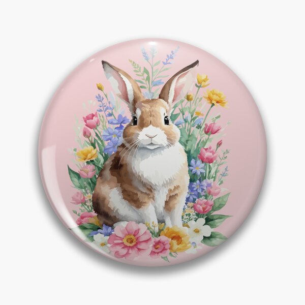 Item preview, Brown White Bunny Among Wildflowers – Watercolor Cutout designed and sold by EmeraldeaArt.