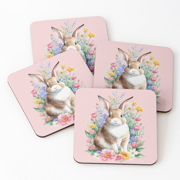 Item preview, Brown White Bunny Among Wildflowers – Watercolor Cutout designed and sold by EmeraldeaArt.