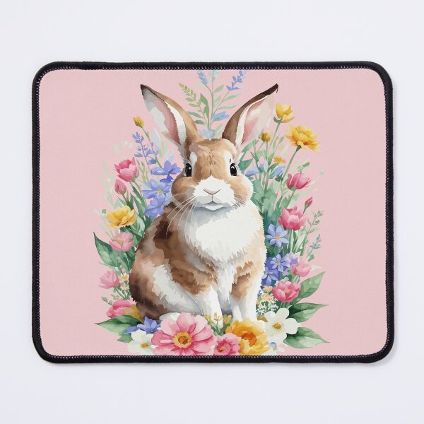 Item preview, Brown White Bunny Among Wildflowers – Watercolor Cutout designed and sold by EmeraldeaArt.