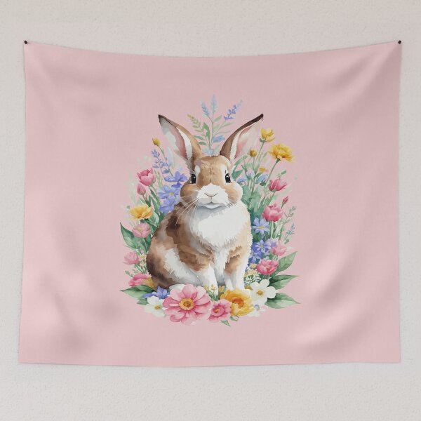 Item preview, Brown White Bunny Among Wildflowers – Watercolor Cutout designed and sold by EmeraldeaArt.