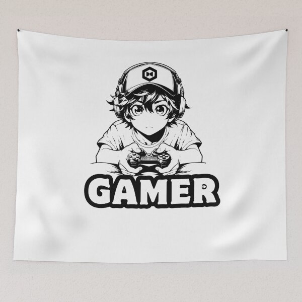 Item preview, Cute Boy Gamer - Black & White Gaming  designed and sold by Rasheedaholik.