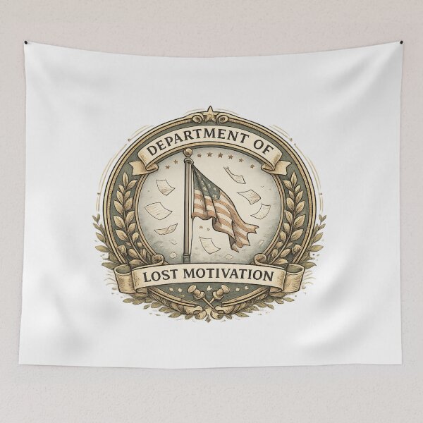 Item preview, Department of Lost Motivation Badge – Funny Burnout Office Humor, Government Parody Sticker & T-Shirt designed and sold by MagicMakerPh.