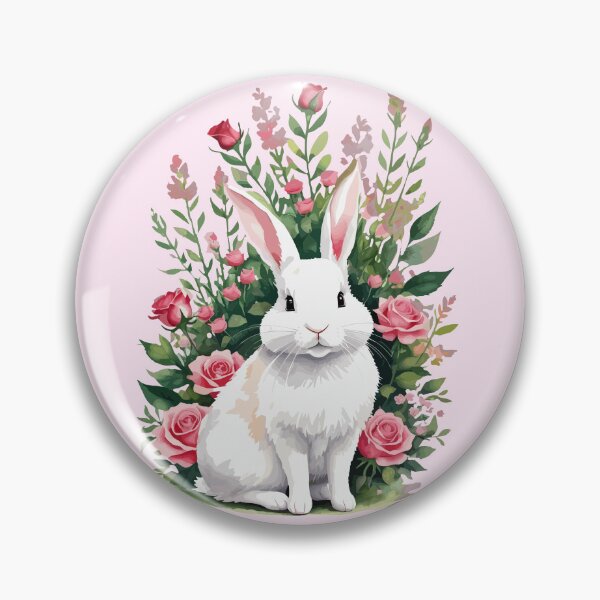 Item preview, White Bunny Among Pink Roses – Watercolor Cutout designed and sold by EmeraldeaArt.