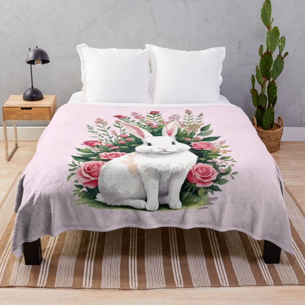 Item preview, White Bunny Among Pink Roses – Watercolor Cutout designed and sold by EmeraldeaArt.