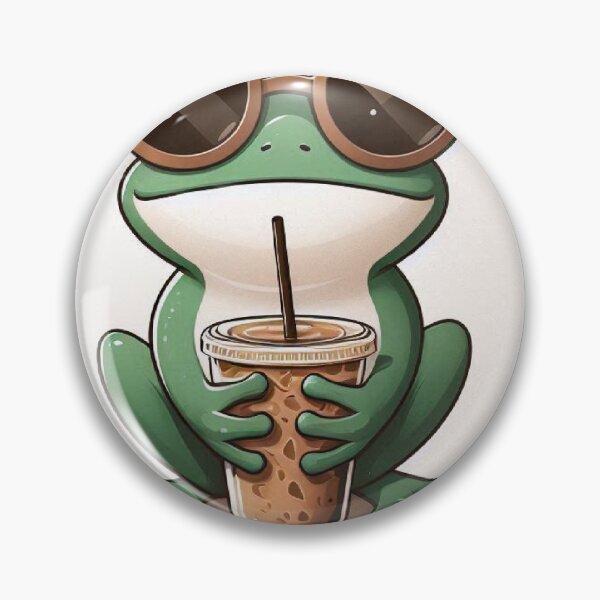 Item preview, Cool Frog Drinking Iced Coffee – No Talk Before Coffee Illustration designed and sold by Mitaudesign.