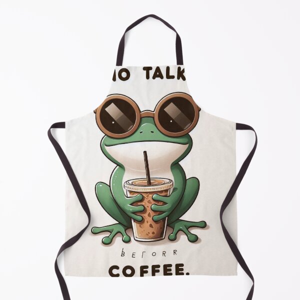 Item preview, Cool Frog Drinking Iced Coffee – No Talk Before Coffee Illustration designed and sold by Mitaudesign.