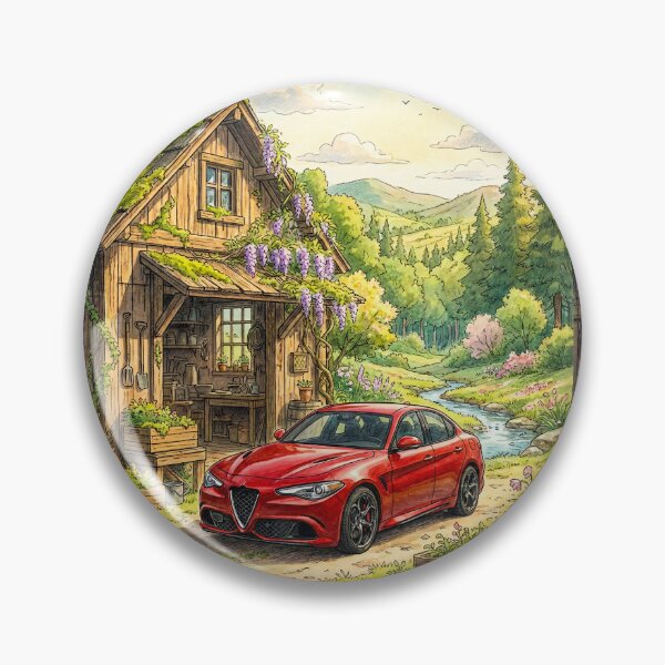 Item preview, Artistic Watercolor Painting Of A Fast Car In Countryside Garden designed and sold by RevUpDesign.