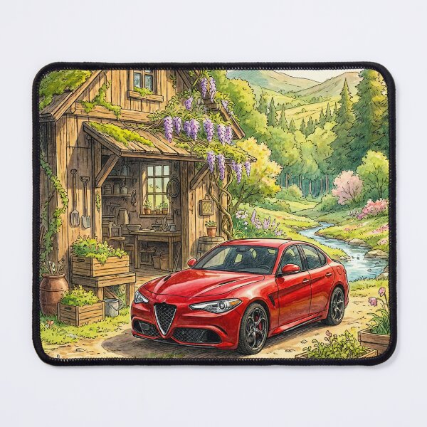 Item preview, Artistic Watercolor Painting Of A Fast Car In Countryside Garden designed and sold by RevUpDesign.