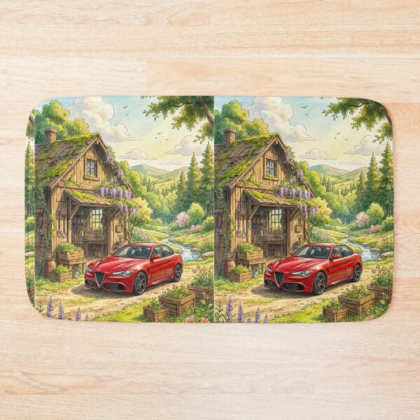 Item preview, Artistic Watercolor Painting Of A Fast Car In Countryside Garden designed and sold by RevUpDesign.