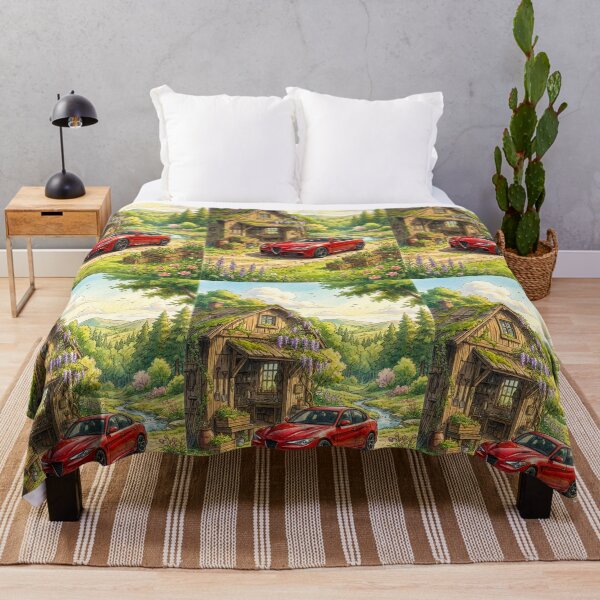 Item preview, Artistic Watercolor Painting Of A Fast Car In Countryside Garden designed and sold by RevUpDesign.