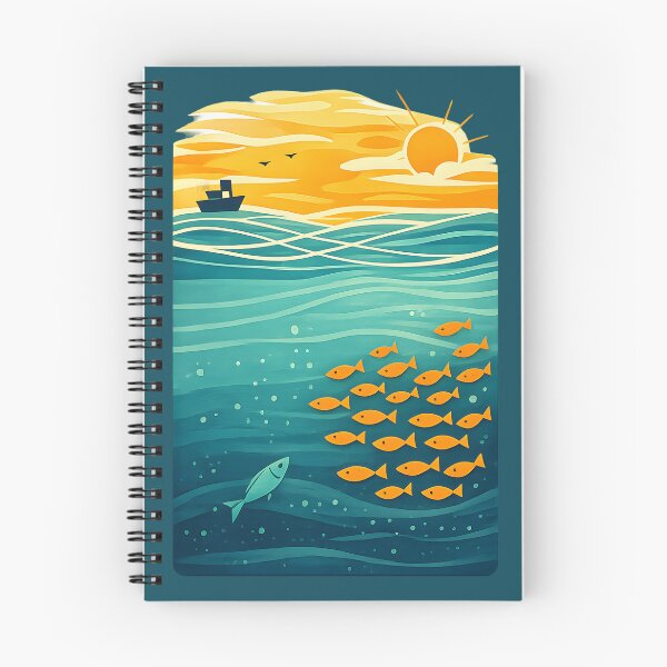 Item preview, Golden Ocean Harmony – Minimalist Sunset with Fish designed and sold by blankTeeShirt.