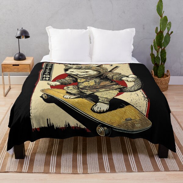 Item preview, Samurai Cat Skateboard Japanese Street Style Design designed and sold by Modaozushi216.