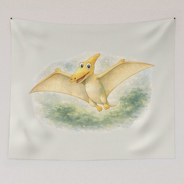 Item preview, Happy Flying Pterodactyl – Cute Watercolor Dinosaur Illustration designed and sold by blankTeeShirt.