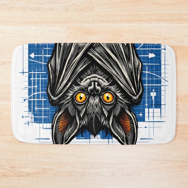 Item preview, Night Shift Bat Illustration - Funny Blueprints Late Night Worker & Night Bat Aesthetic Graphic Design by Vivaan Studio designed and sold by Vivaan Studio.
